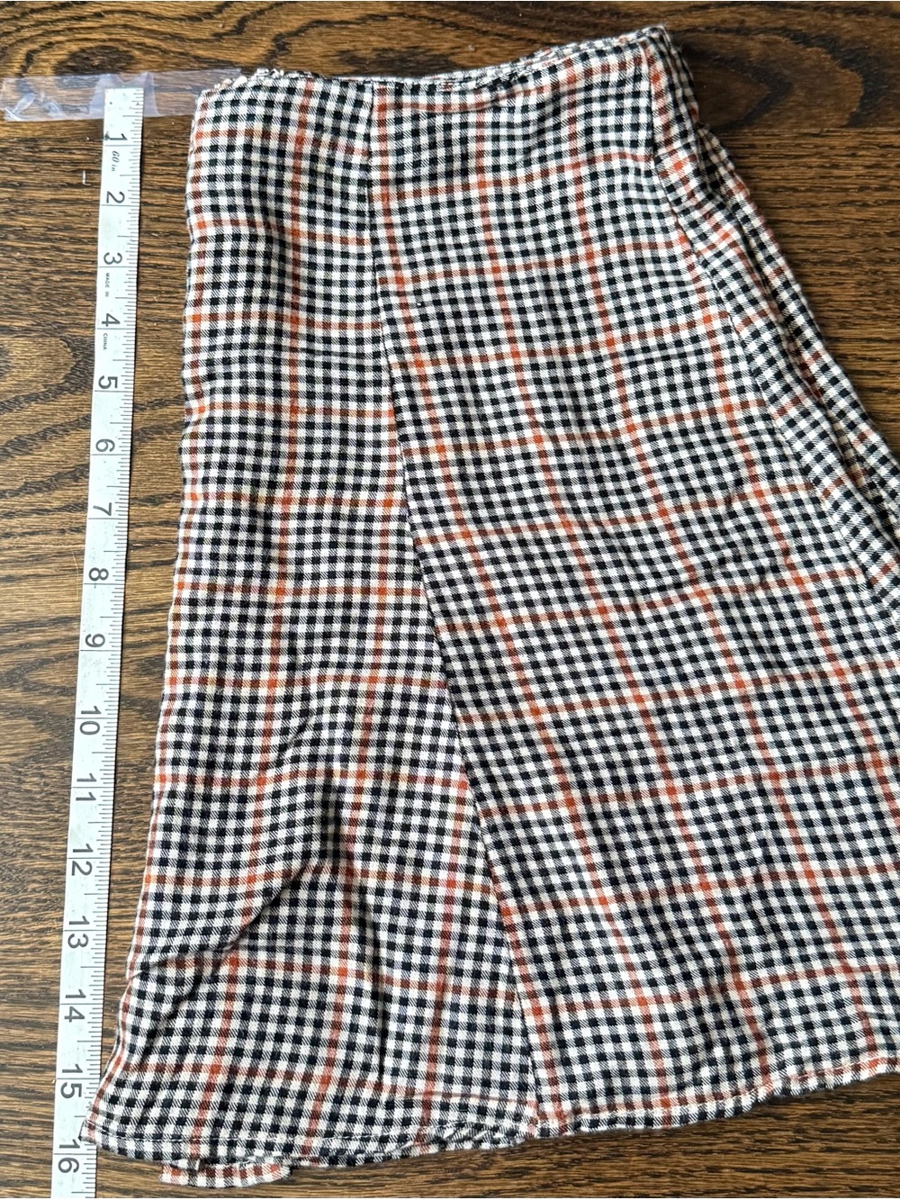 American Eagle Outfitters Black & Orange Plaid Button-Front Mini Skirt - Picture 4 of 4